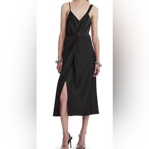 T by Alexander Wang Draped Satin Sleeveless Knot Front Dress